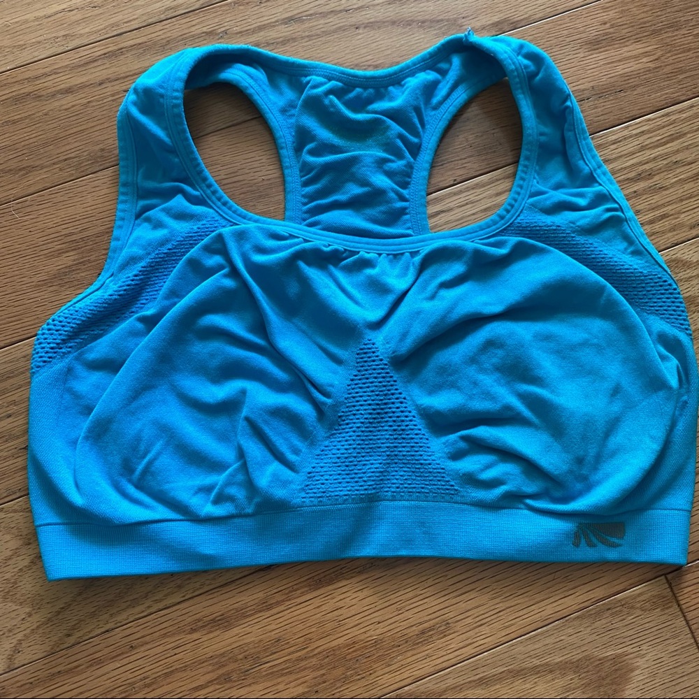 Bright blue sports bra